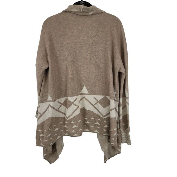 Bajee Collection By Becool Cardigan S/M Womens Tan White Long Sleeve Boho - Picture 5 of 6
